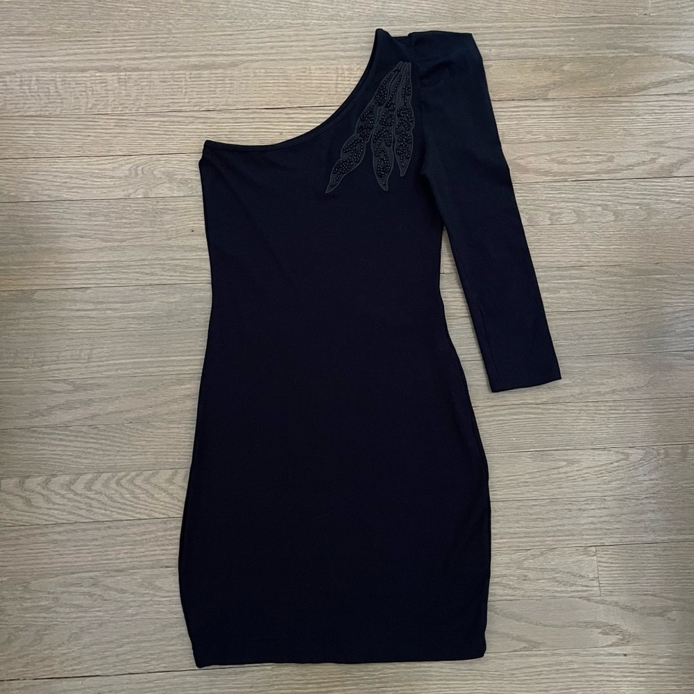 Colcci Women's Black One Shoulder Beaded Cocktail Dress Size Small